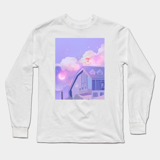 Princess and Cat Long Sleeve T-Shirt by Miya Gu Art